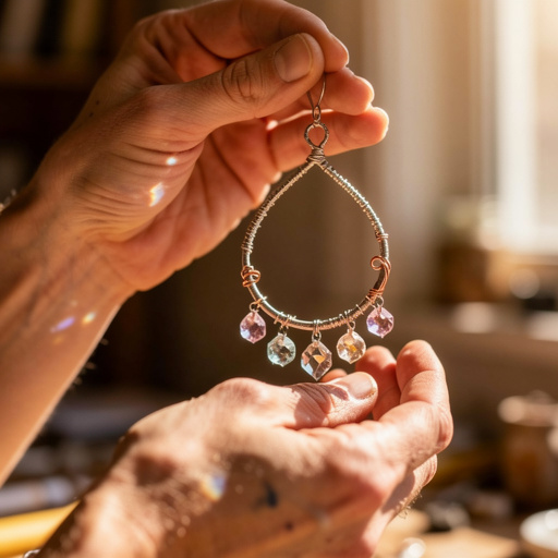 Wire Wrapped Crystal Sun Catcher held in hand