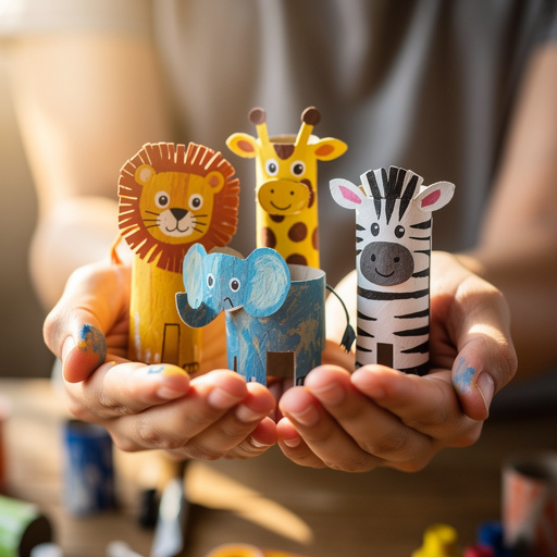 Cardboard Tube Zoo Animals held in hand